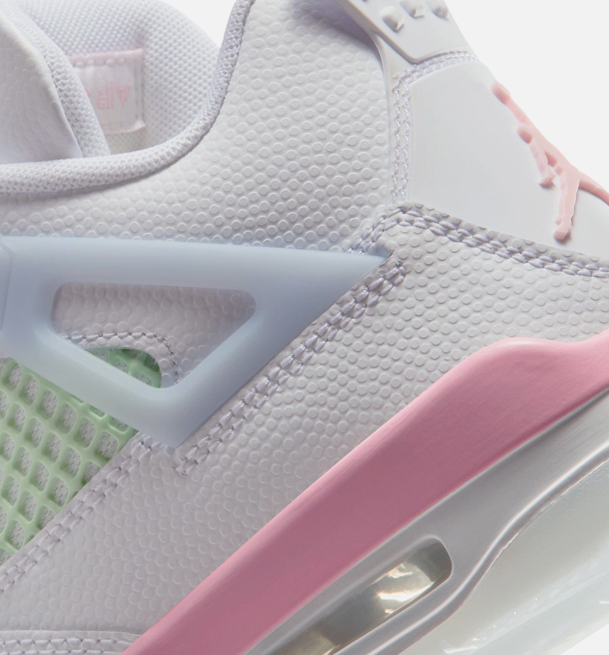 Air Jordan 4 Retro Medium Soft Pink Grade School Lifestyle Shoe - White/Medium Soft Pink/Half Blue