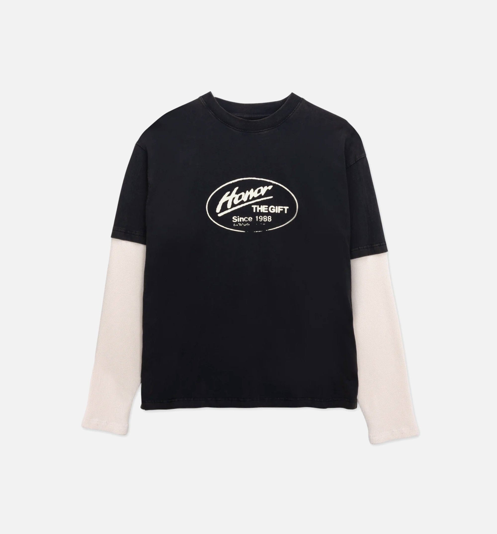 HONOR Just Be Mens Long Sleeve Shirt - Black/White