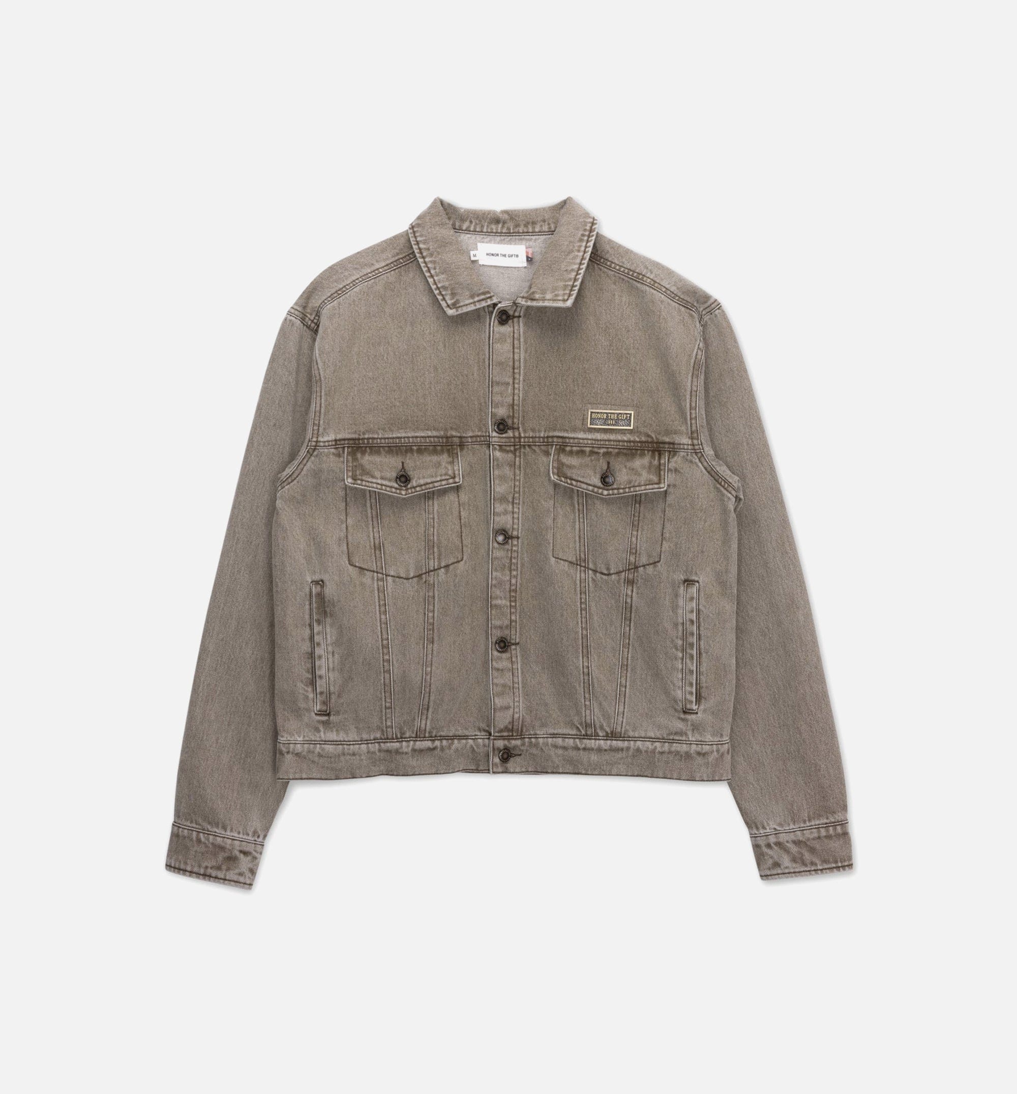 HONOR Washed Twill Trucker Mens Jacket - Taupe