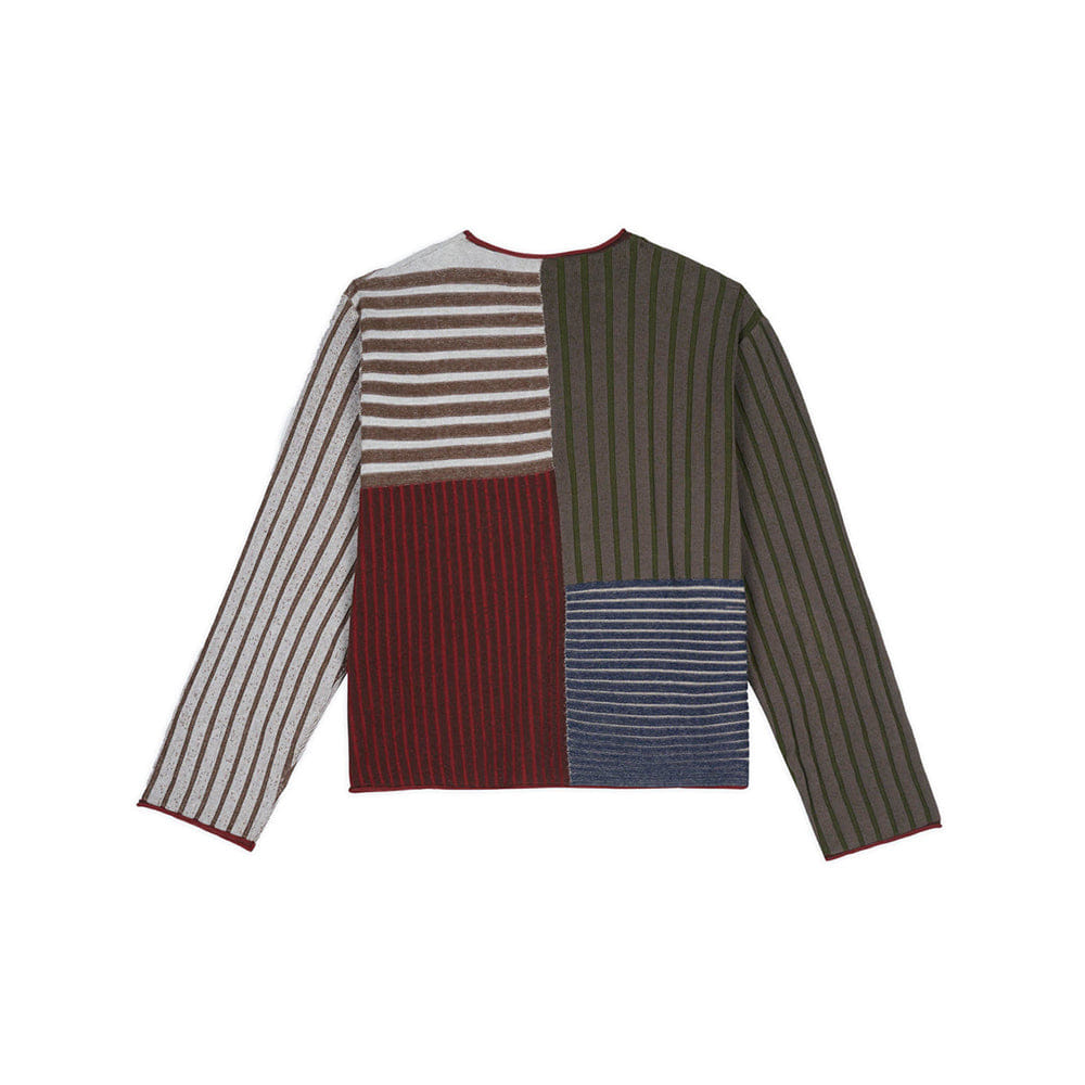 Brain Dead Mixed Stripe Boxy Knit Sweater - Green Multi