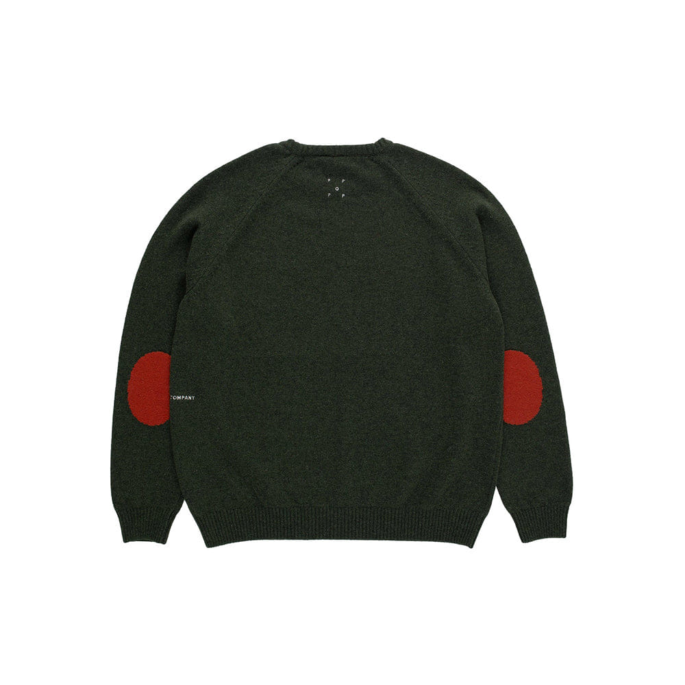 Pop Trading Company Pop Knitted Elbow Crewneck - Duffel Green