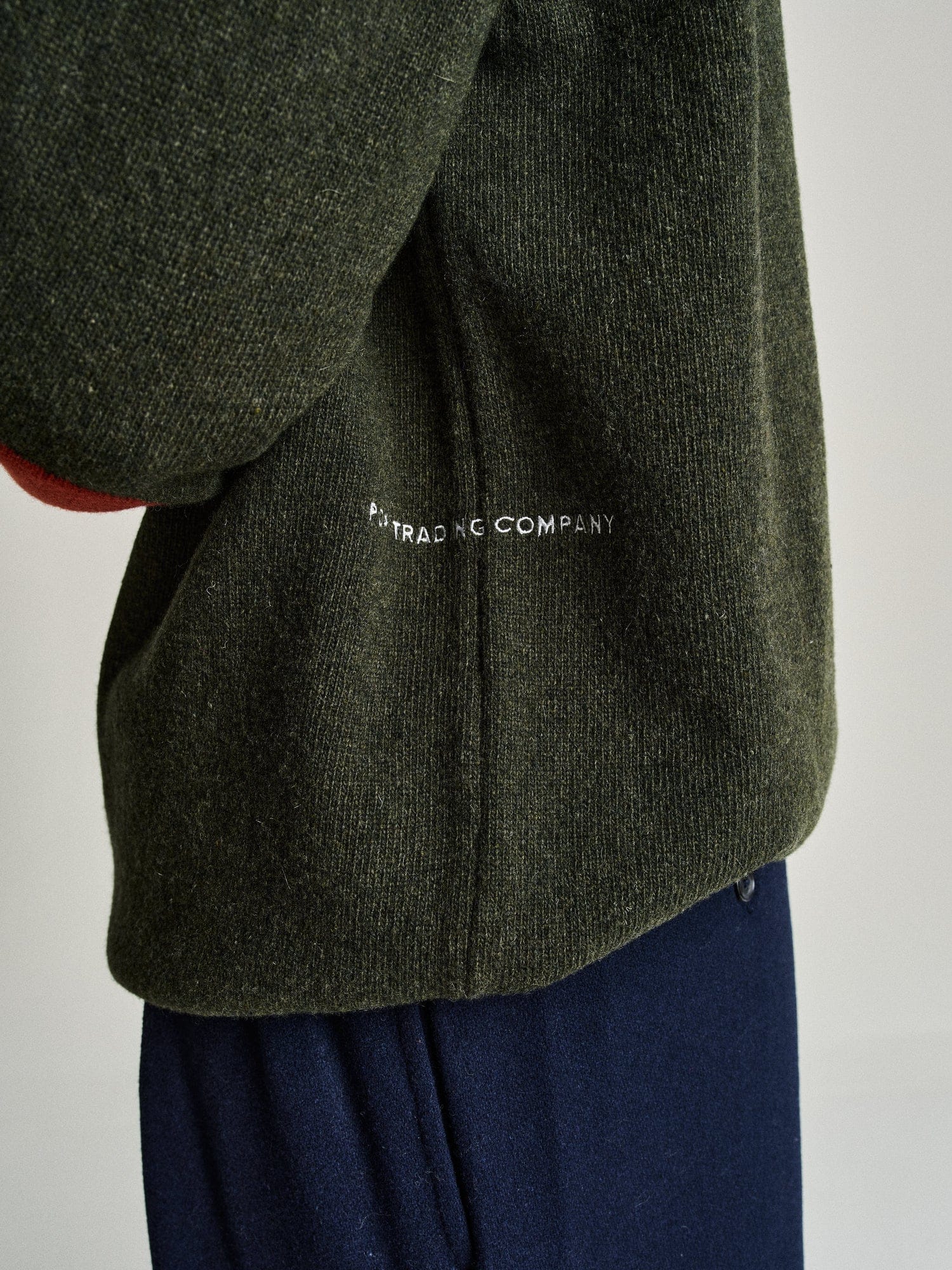 Pop Trading Company Pop Knitted Elbow Crewneck - Duffel Green