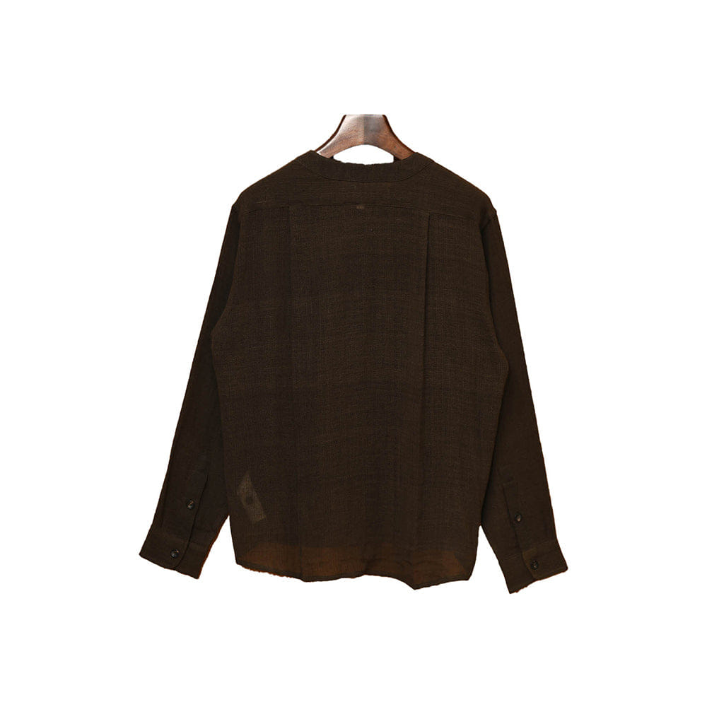 Kartik Research Band Collar Shirt - Brown