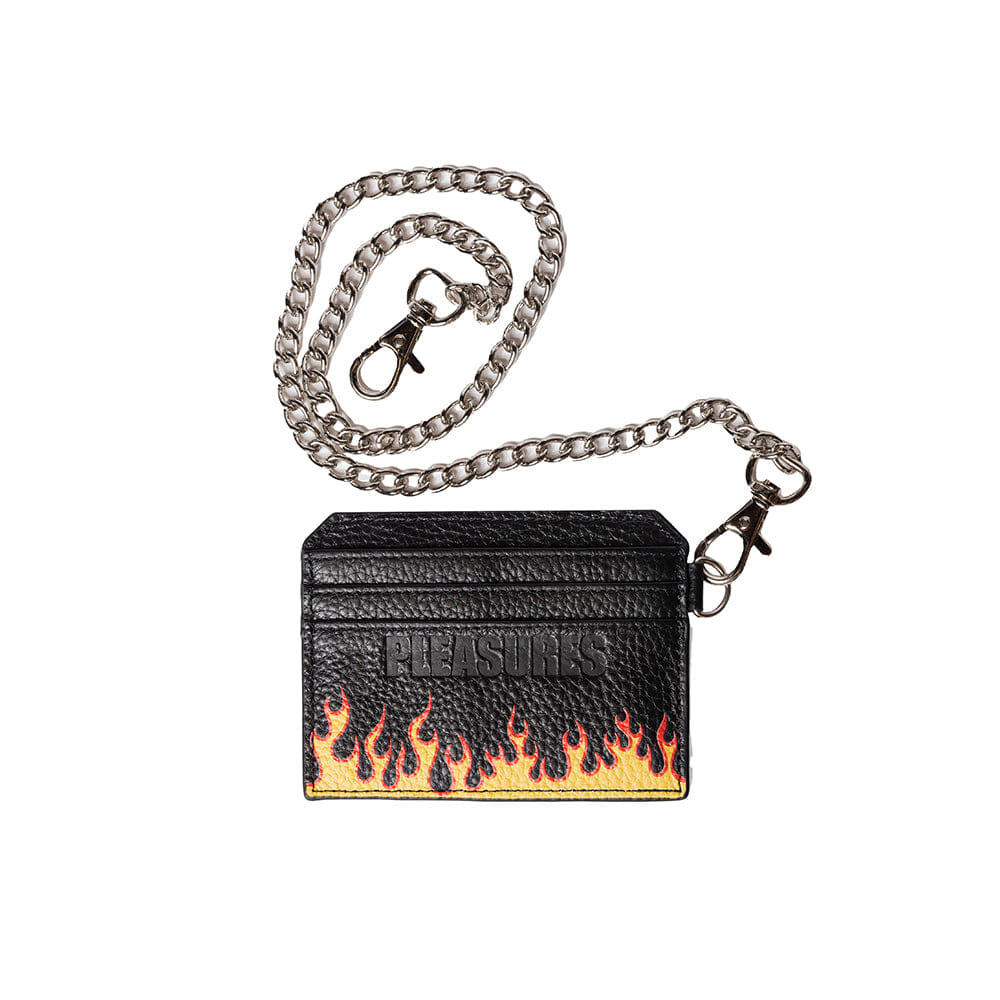 Pleasures Leather Card Holder W/ Chain - Black