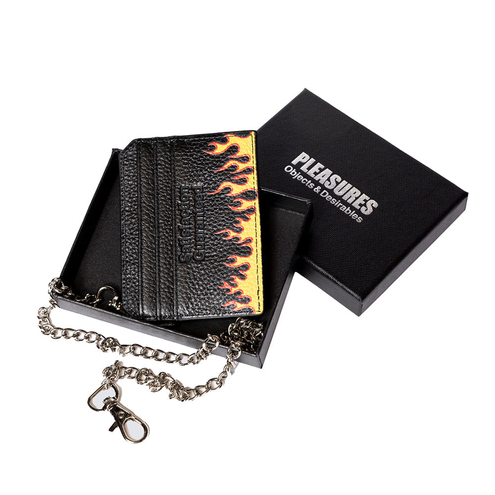 Pleasures Leather Card Holder W/ Chain - Black