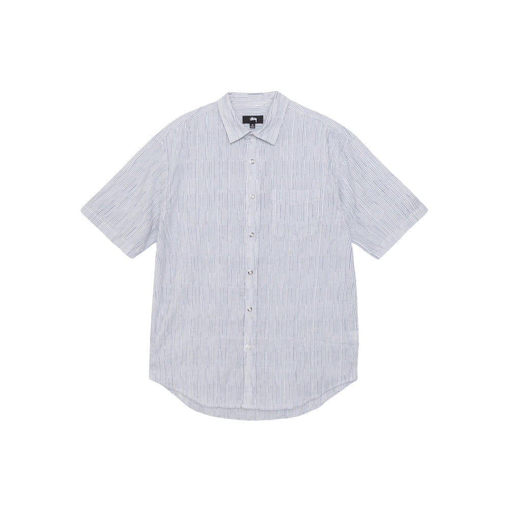 Stüssy Wavy Striped Short Sleeve Shirt - Blue
