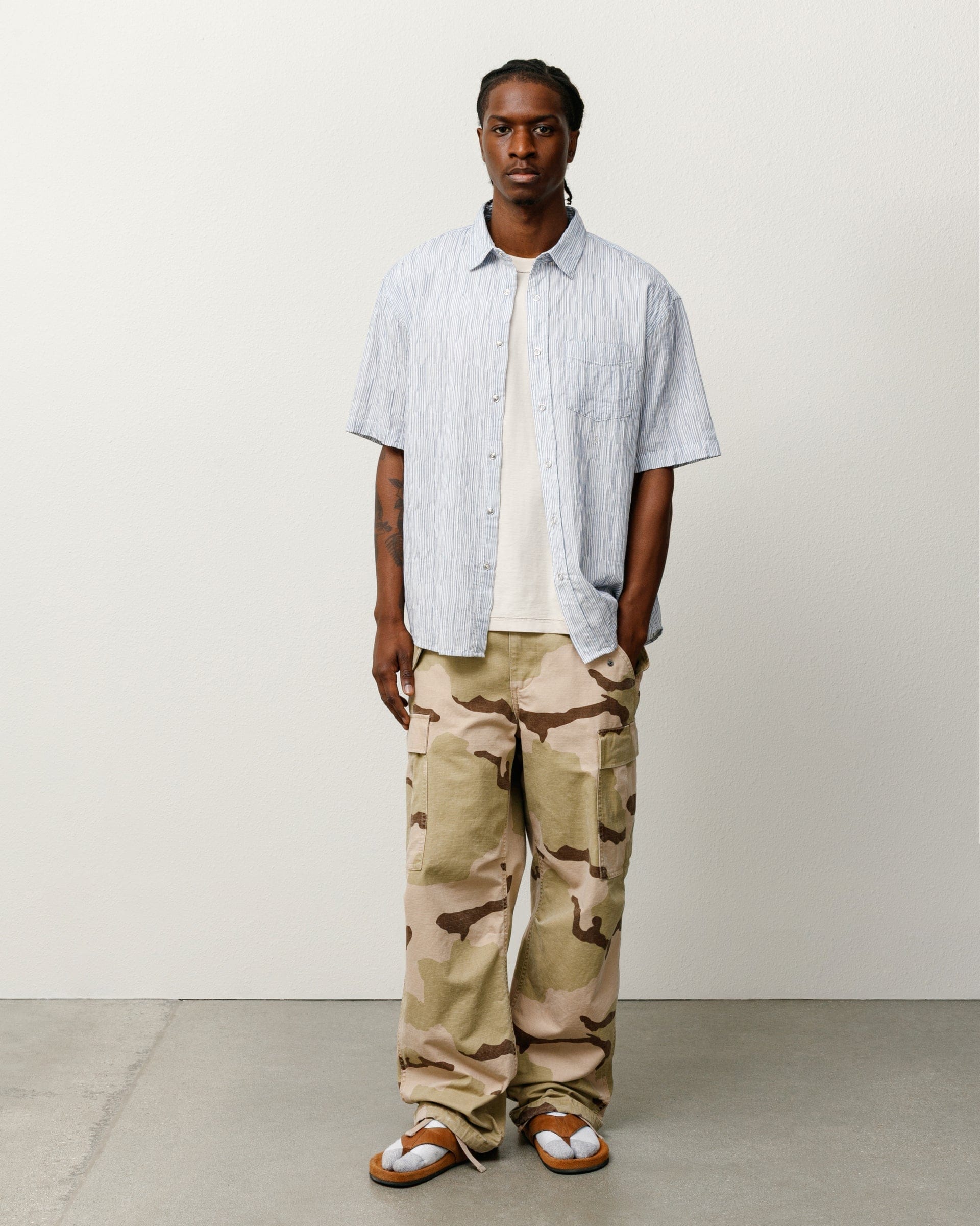 Stüssy Wavy Striped Short Sleeve Shirt - Blue