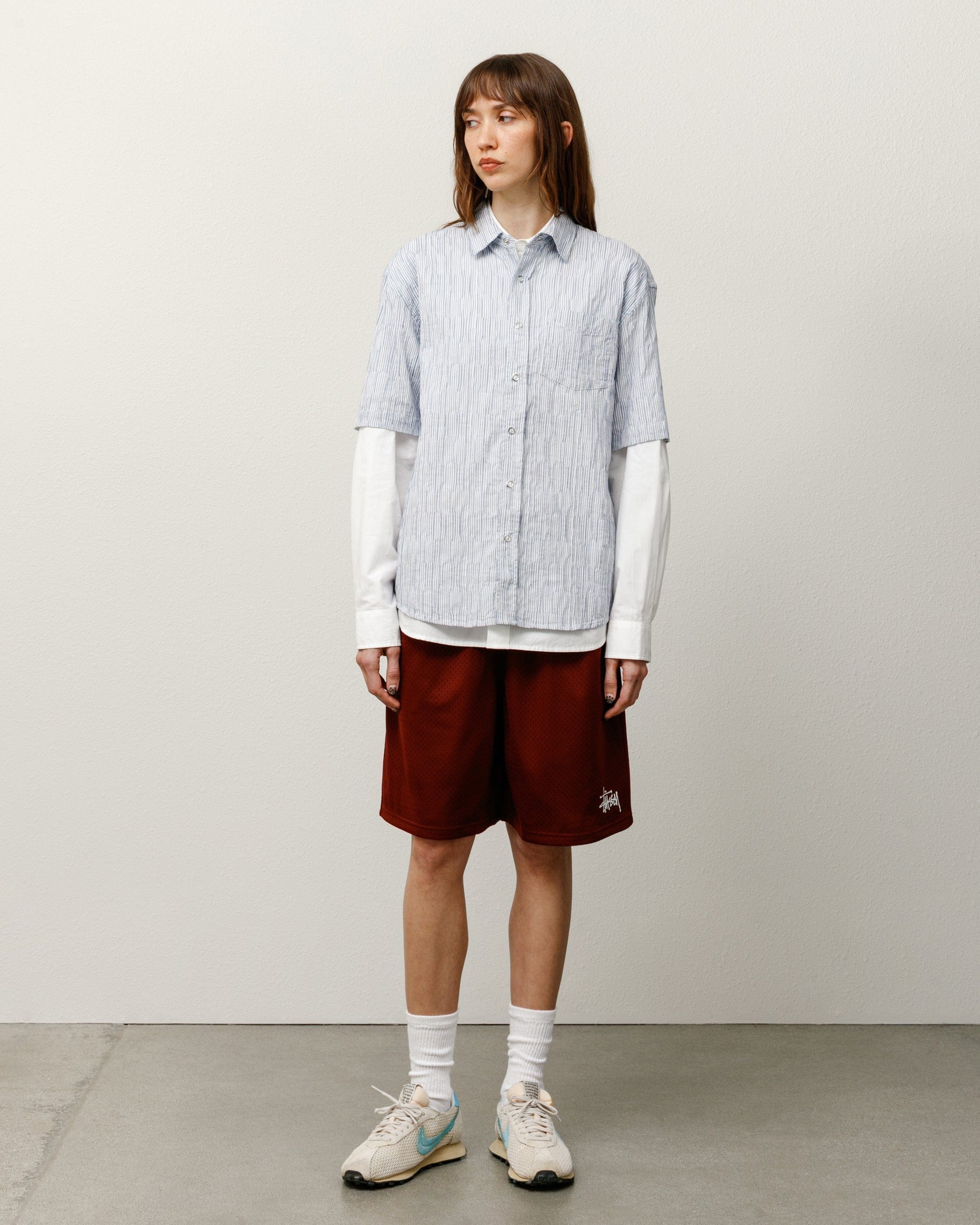 Stüssy Wavy Striped Short Sleeve Shirt - Blue
