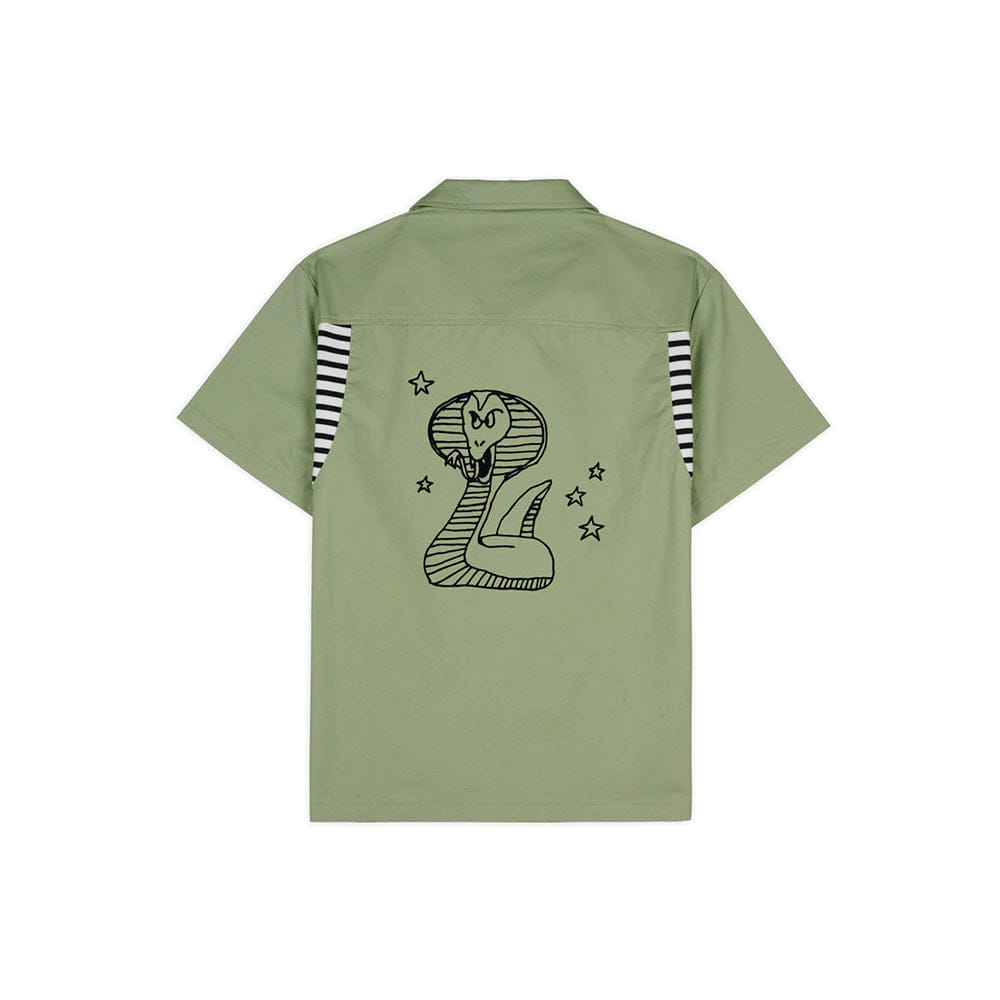 Brain Dead Cobra Flocked Bowling Shirt - Sprout