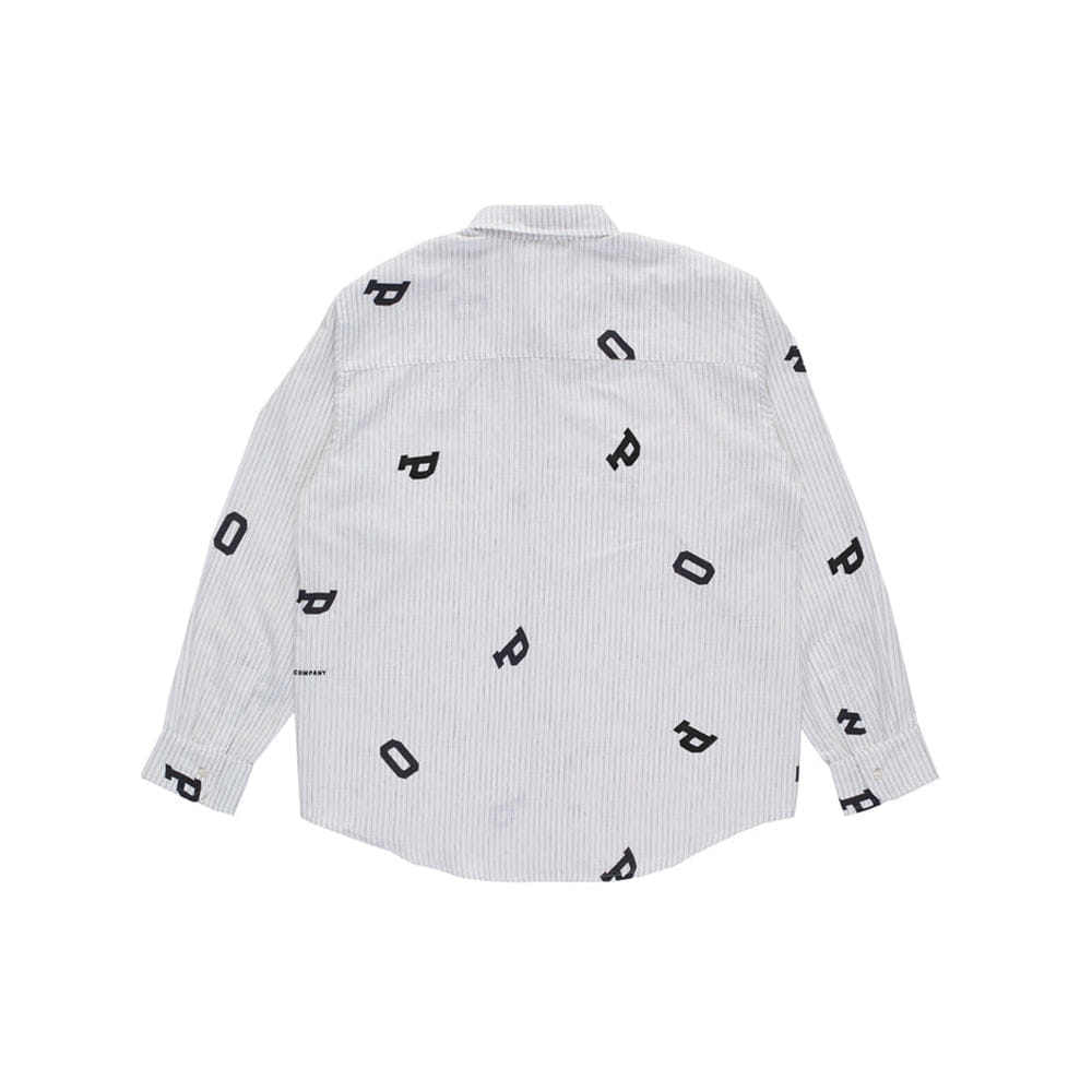 Pop Trading Company Pop Letters Striped Pop Shirt - White Linen