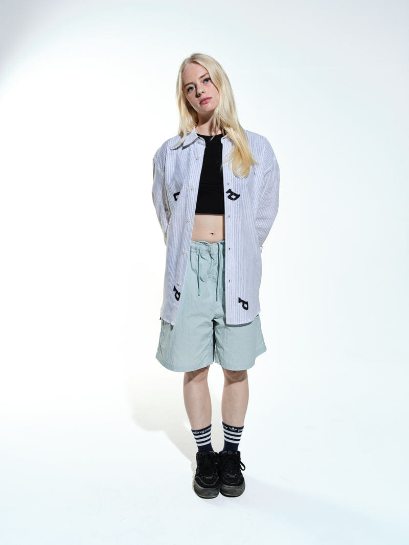 Pop Trading Company Pop Letters Striped Pop Shirt - White Linen