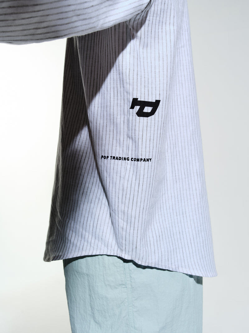 Pop Trading Company Pop Letters Striped Pop Shirt - White Linen