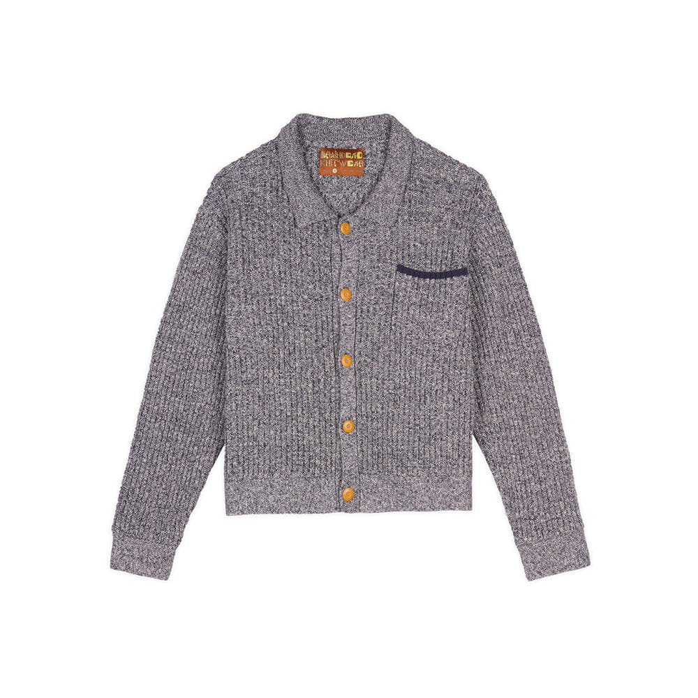 Brain Dead Rib Knit Button Up Sweater - Blue