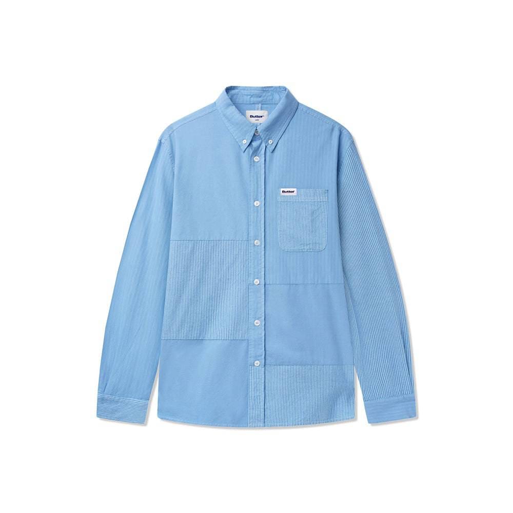 Butter Goods Patchwork Plaid L/S Shirt - Overdye Blue