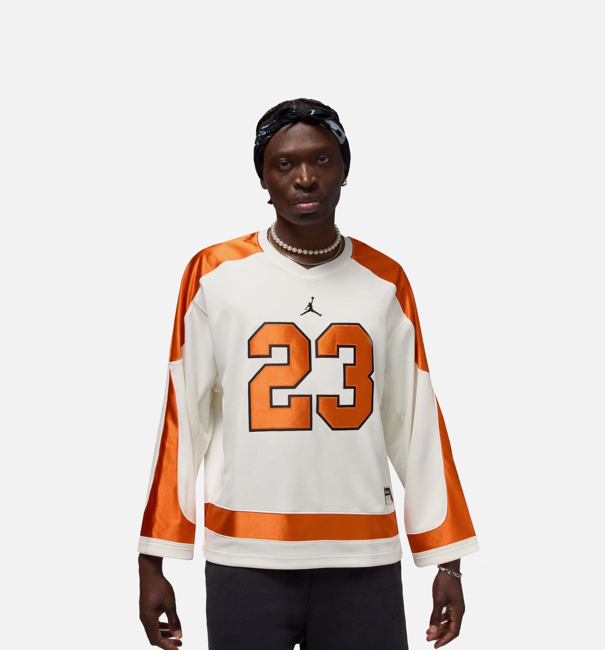 Air Jordan MJ Collegiate Hockey Mens Jersey - Sail/Starfish/Black