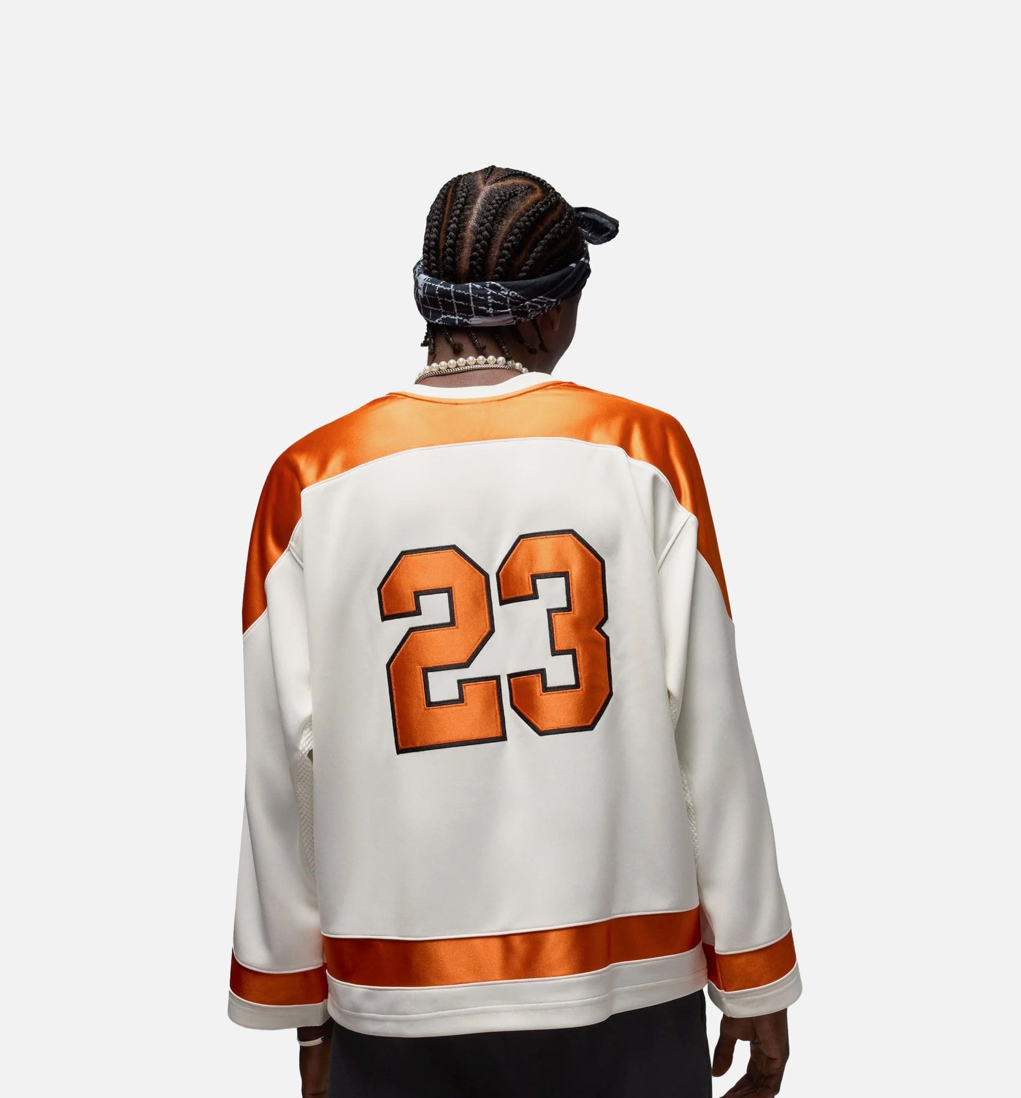 Air Jordan MJ Collegiate Hockey Mens Jersey - Sail/Starfish/Black