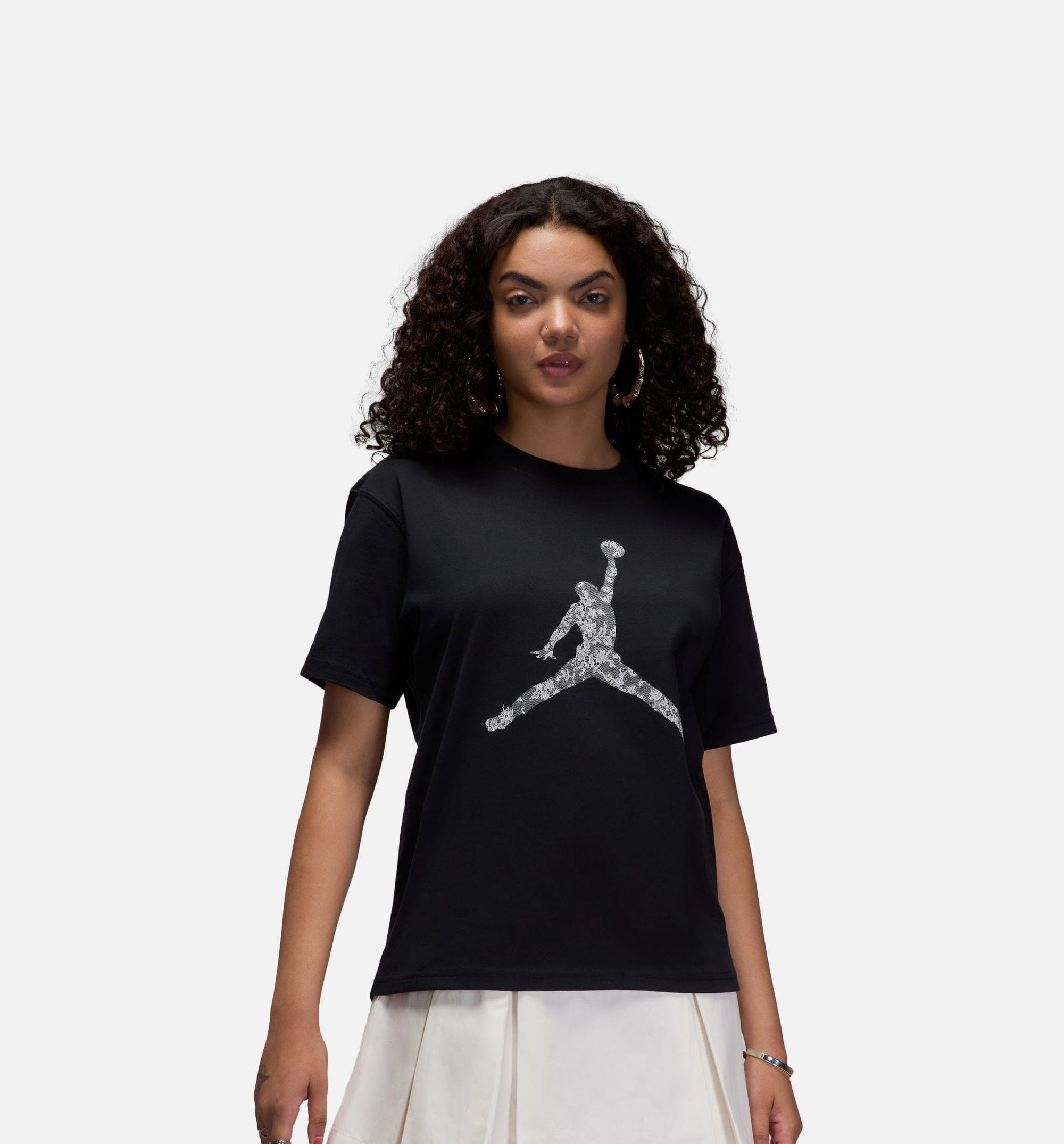 Air Jordan Brooklyn Graphic Womens Short Sleeve Shirt - Black/White