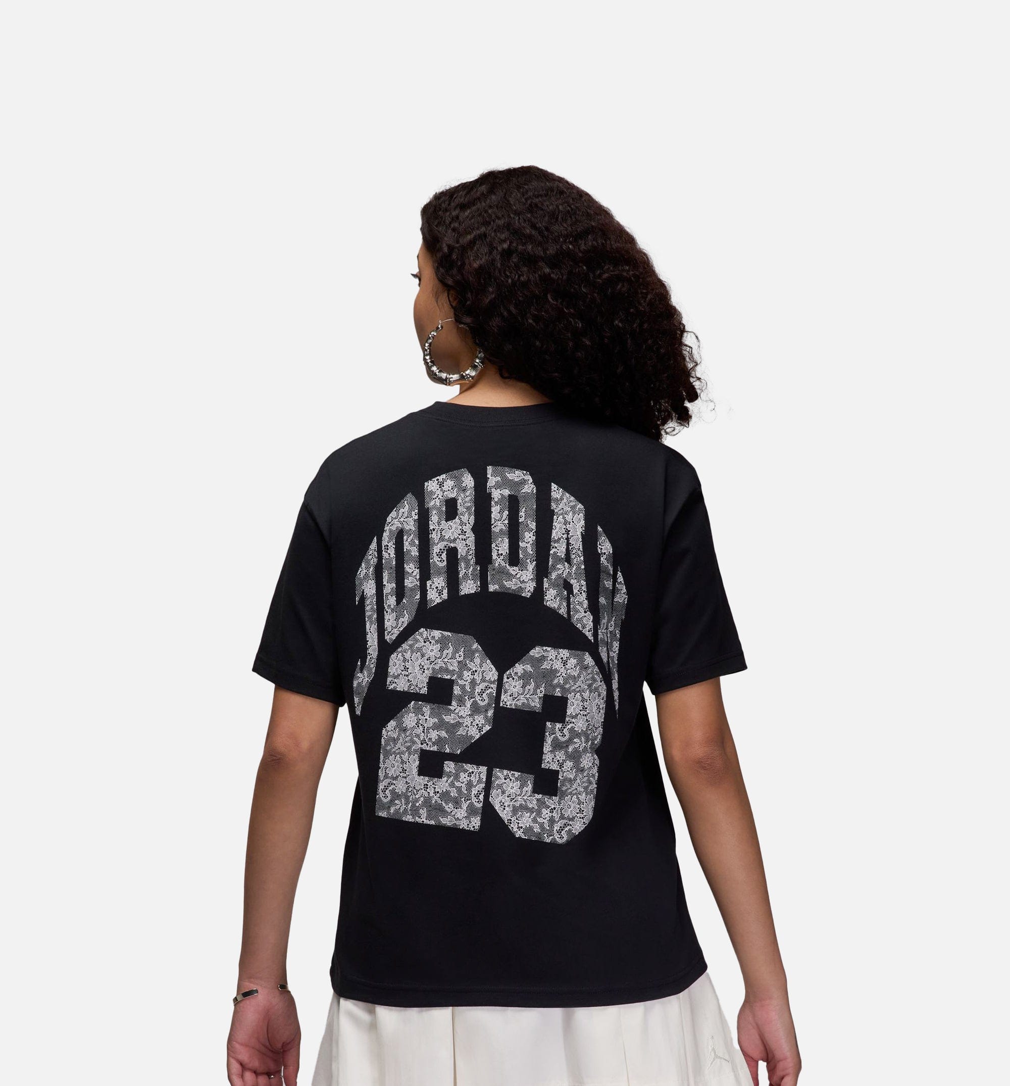 Air Jordan Brooklyn Graphic Womens Short Sleeve Shirt - Black/White