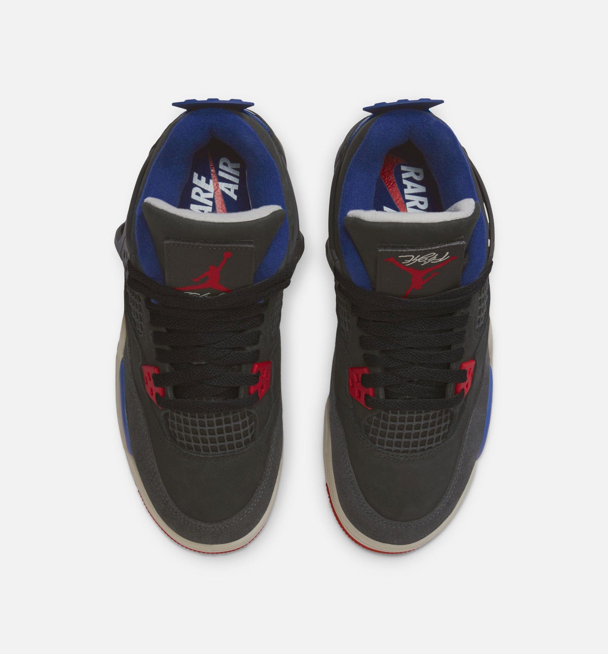 Air Jordan 4 Retro Rare Air Grade School Lifestyle Shoe - Black/Fire Red/Deep Royal Blue