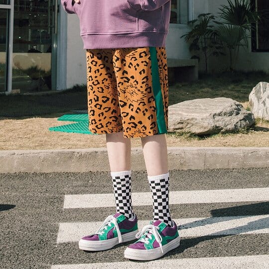 Taka Original Leopard Print Logo Shorts, Brown