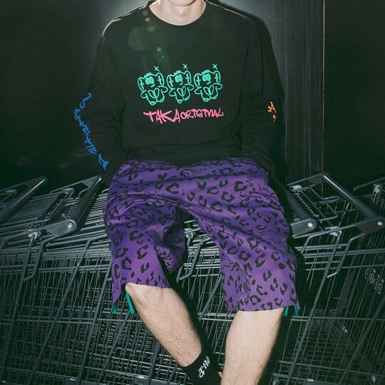 Taka Original Leopard Print Logo Shorts, Purple