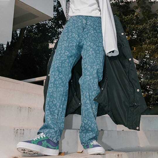 Taka Original Leopard Print Straight Leg Jeans