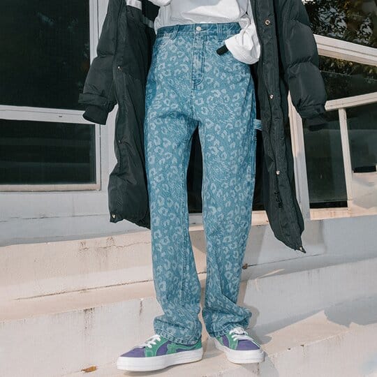 Taka Original Leopard Print Straight Leg Jeans