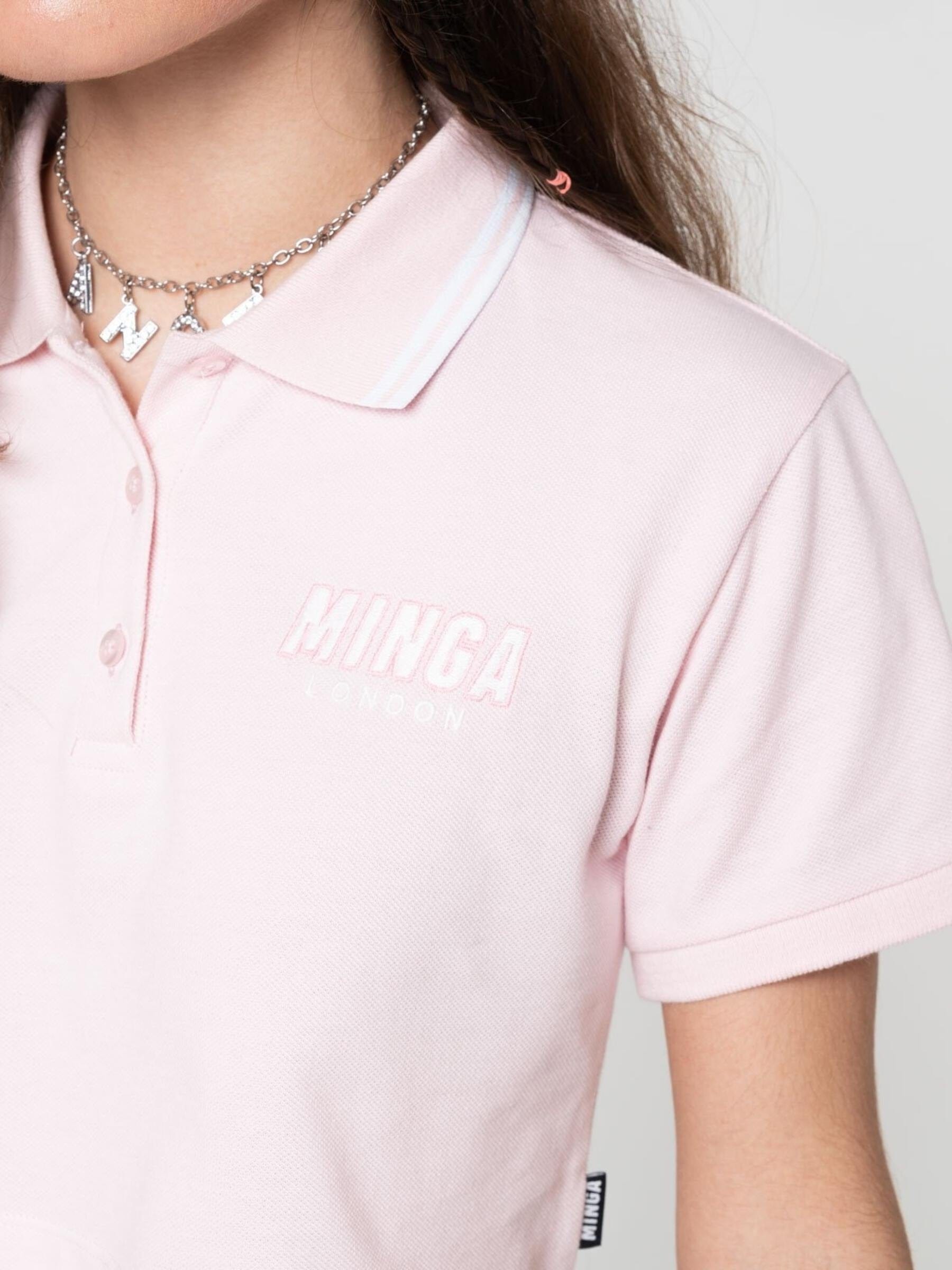 Minga London Baby Pink Cropped Polo Shirt
