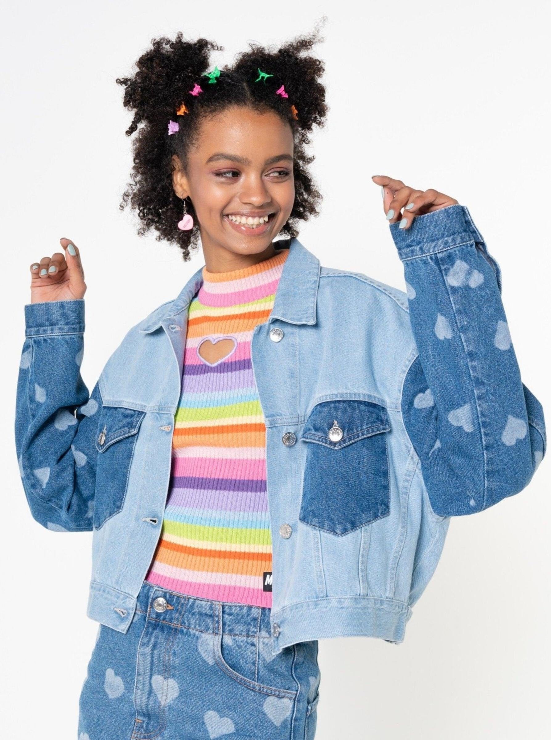 Minga London Heart Contrast Denim Jacket