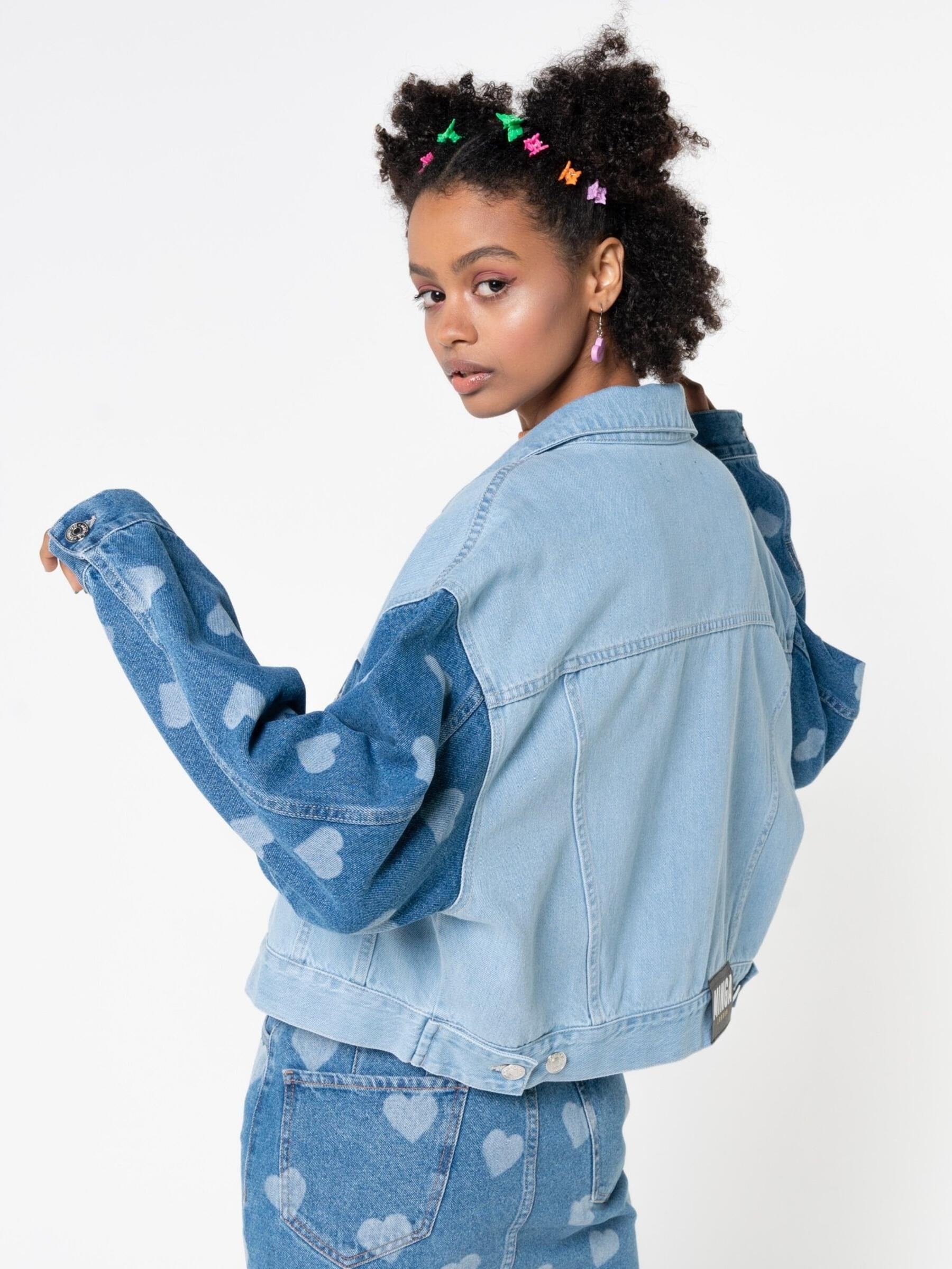 Minga London Heart Contrast Denim Jacket