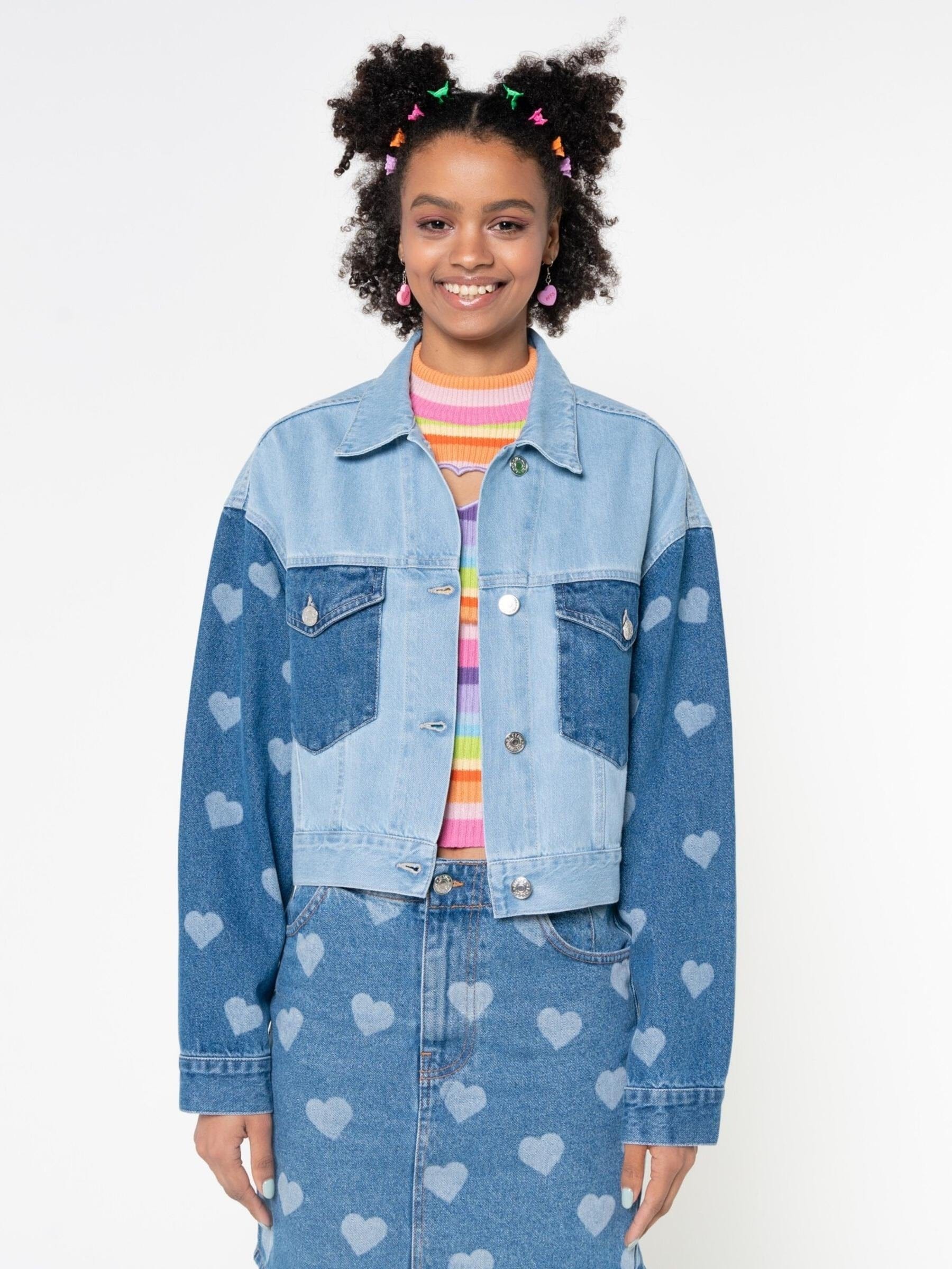 Minga London Heart Contrast Denim Jacket