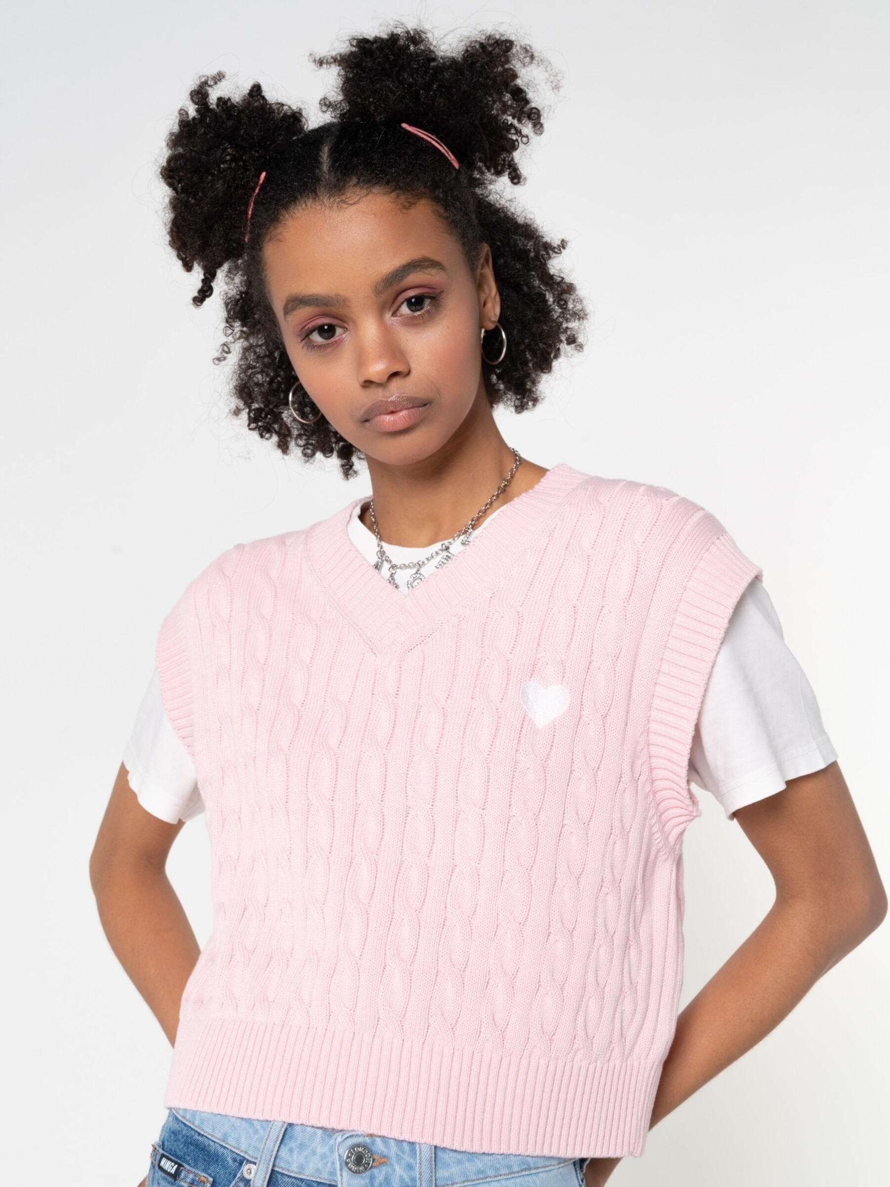 Minga London Heart Pink Knitted Vest