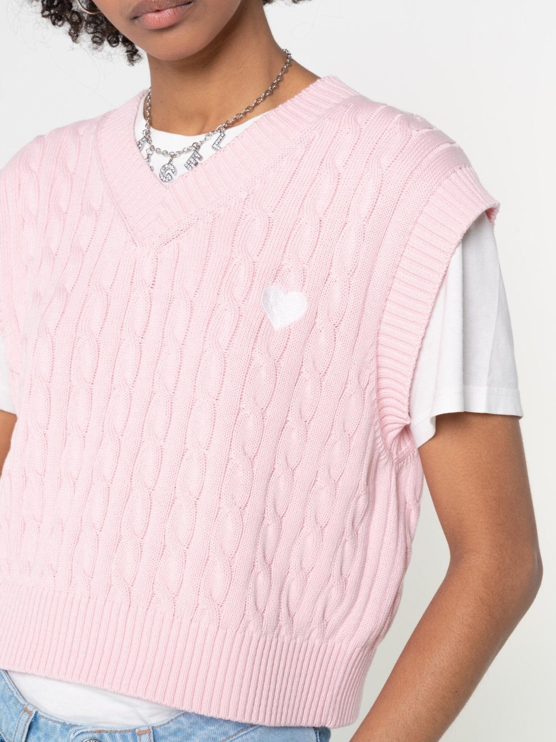 Minga London Heart Pink Knitted Vest
