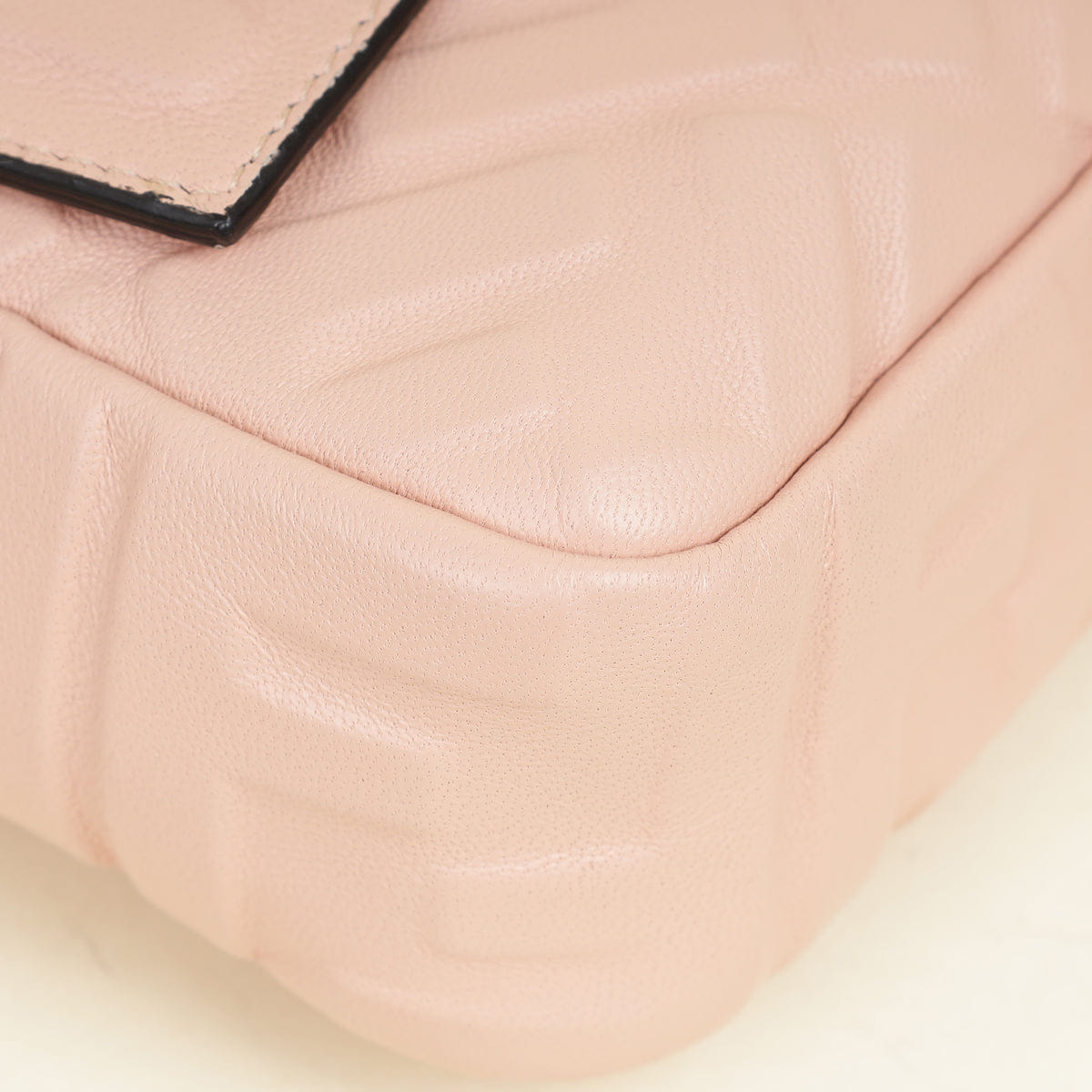 Fendi Light Peach FF Embossed Baguette Medium Shoulder Bag