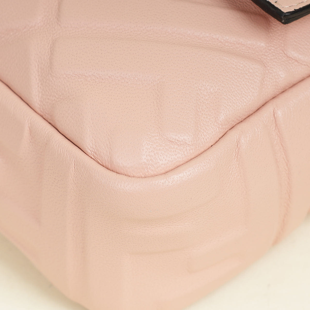Fendi Light Peach FF Embossed Baguette Medium Shoulder Bag