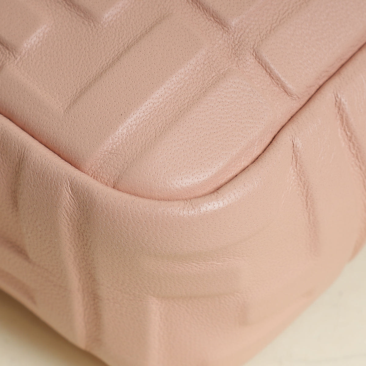 Fendi Light Peach FF Embossed Baguette Medium Shoulder Bag