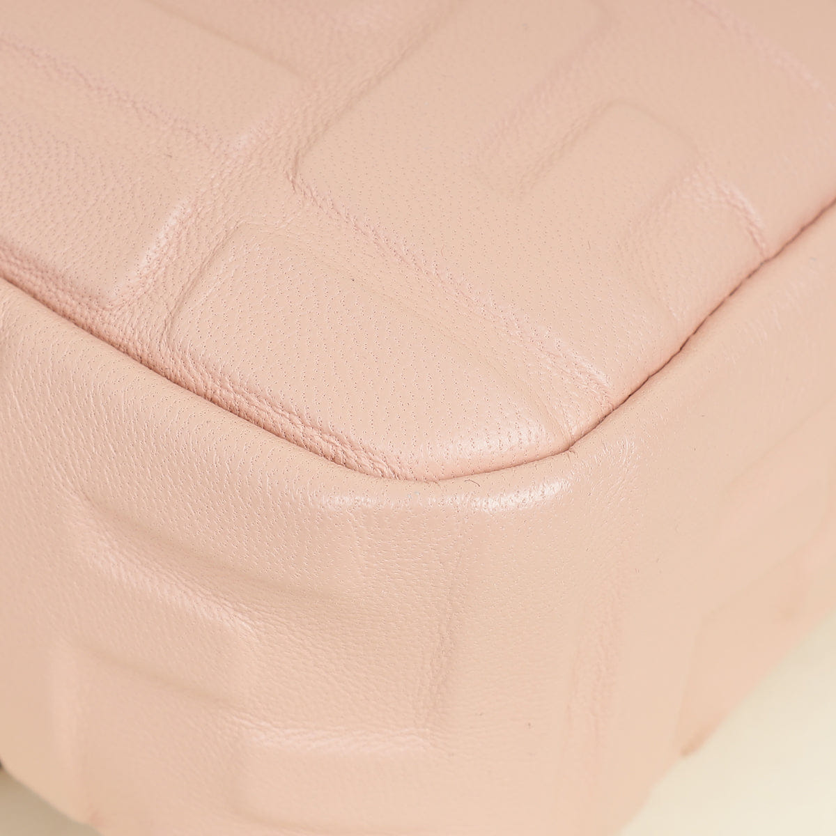 Fendi Light Peach FF Embossed Baguette Medium Shoulder Bag
