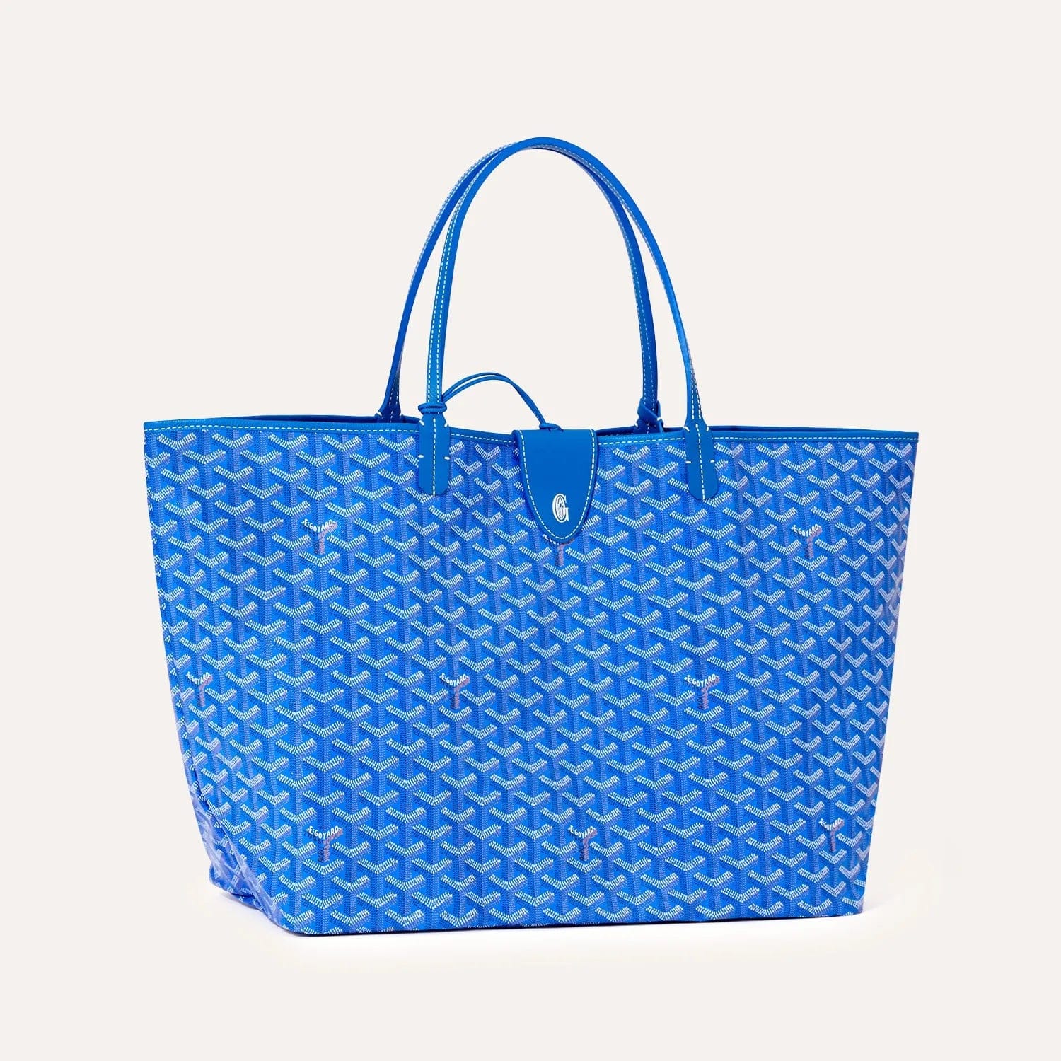 Goyard Saint Louis Croc GM Tote Bag in Sky Blue Goyardine Canvas & Chevroches Calfskin Leather