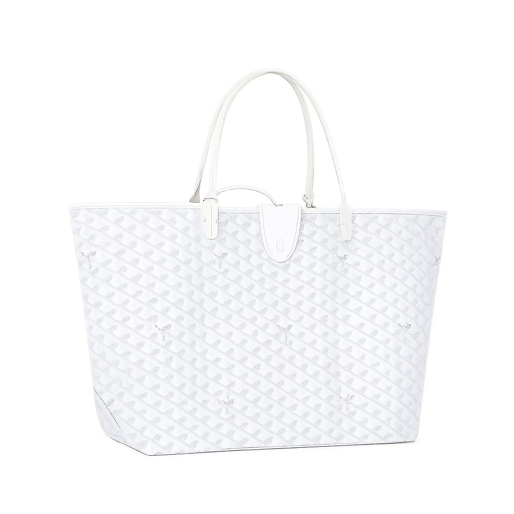 Goyard Saint Louis Croc GM Tote Bag in White Goyardine Canvas & Chevroches Calfskin Leather