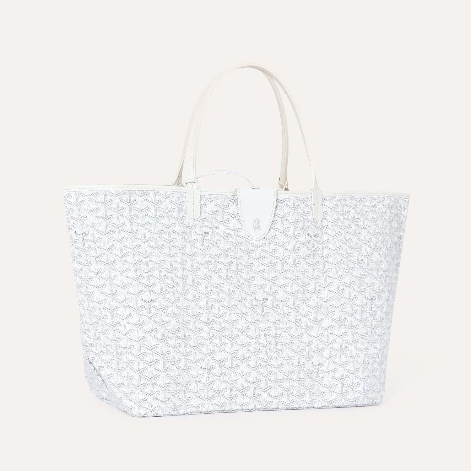 Goyard Saint Louis Croc GM Tote Bag in White Goyardine Canvas & Chevroches Calfskin Leather