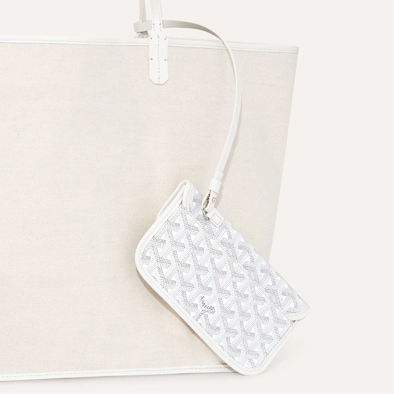 Goyard Saint Louis Croc GM Tote Bag in White Goyardine Canvas & Chevroches Calfskin Leather
