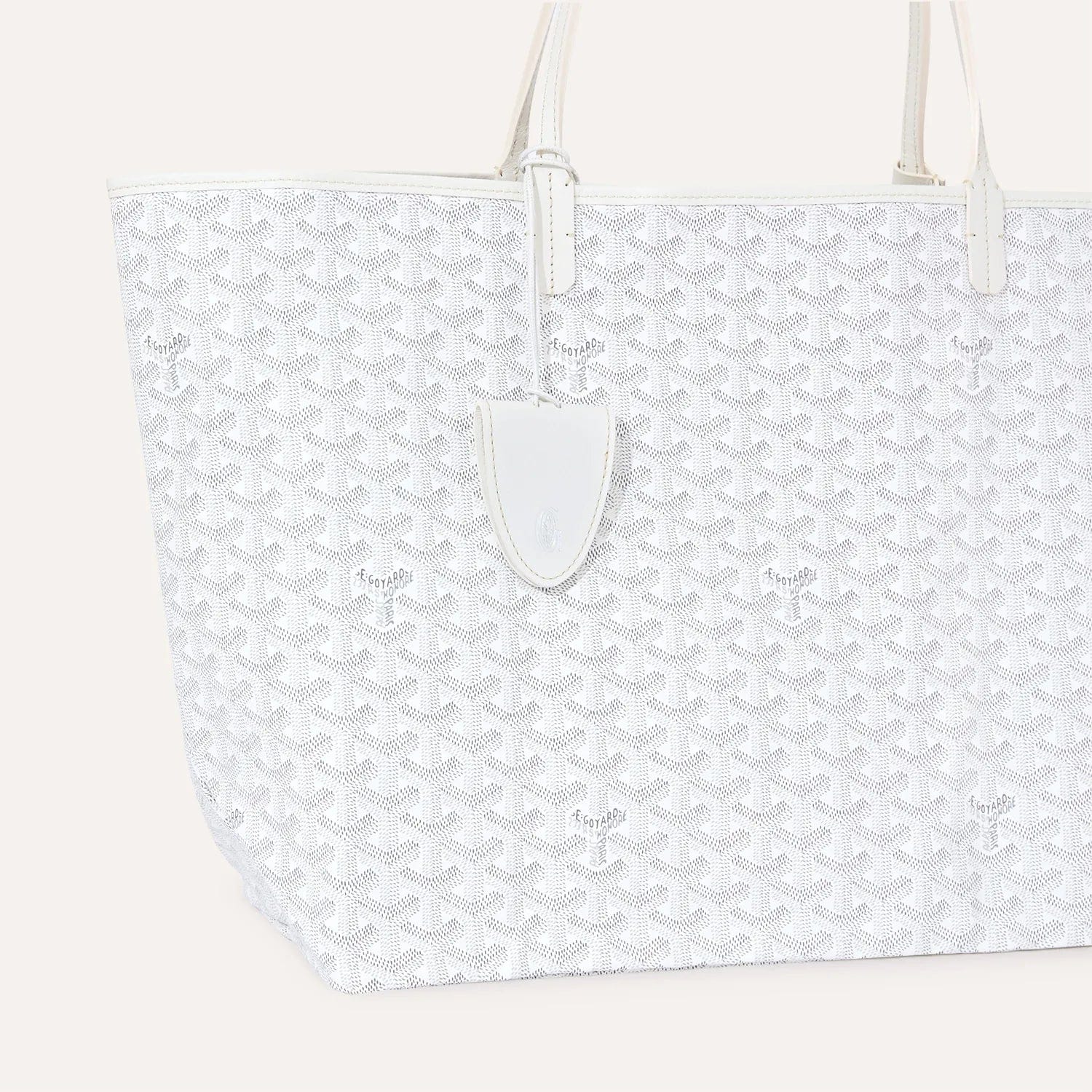 Goyard Saint Louis Croc GM Tote Bag in White Goyardine Canvas & Chevroches Calfskin Leather