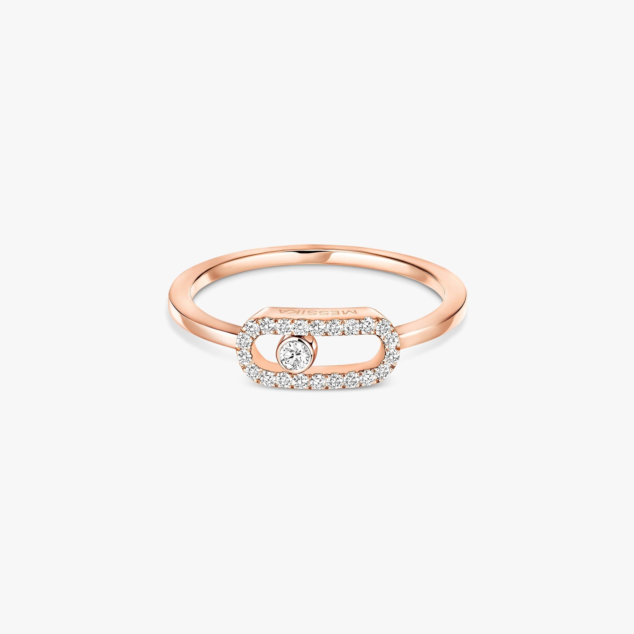 Messika Move Uno Half Pavé Diamond Ring in 18K Rose Gold