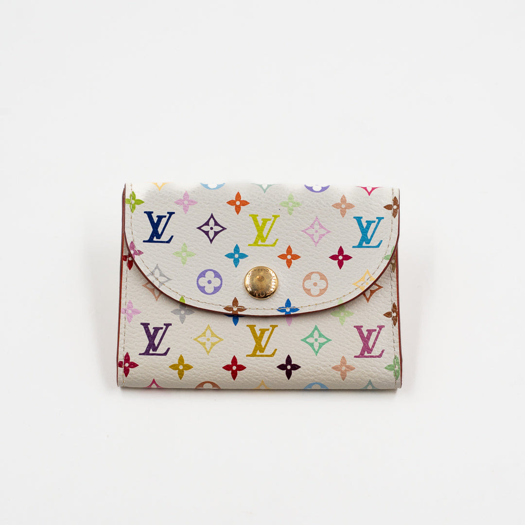 Louis Vuitton Monogram Multicolor Business Card Holder and Coin Case White Murakami Collection