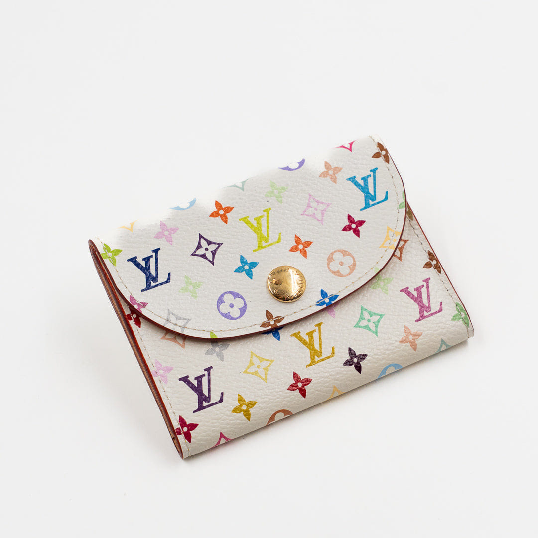 Louis Vuitton Monogram Multicolor Business Card Holder and Coin Case White Murakami Collection