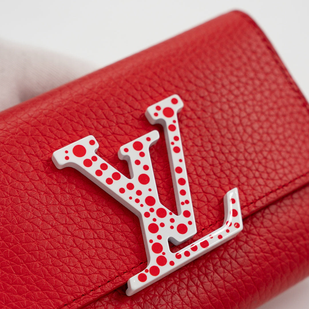 Louis Vuitton Limited Edition Kusama Infinity Dots Capucines Wallet in Red Taurillon Leather