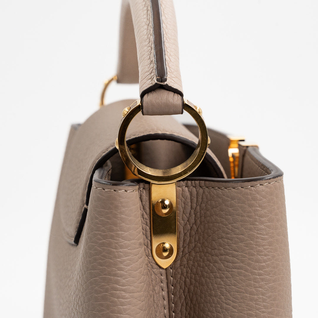 Louis Vuitton Capucines BB Galet Gray Taurillon Leather Handbag with Gold-Tone Hardware