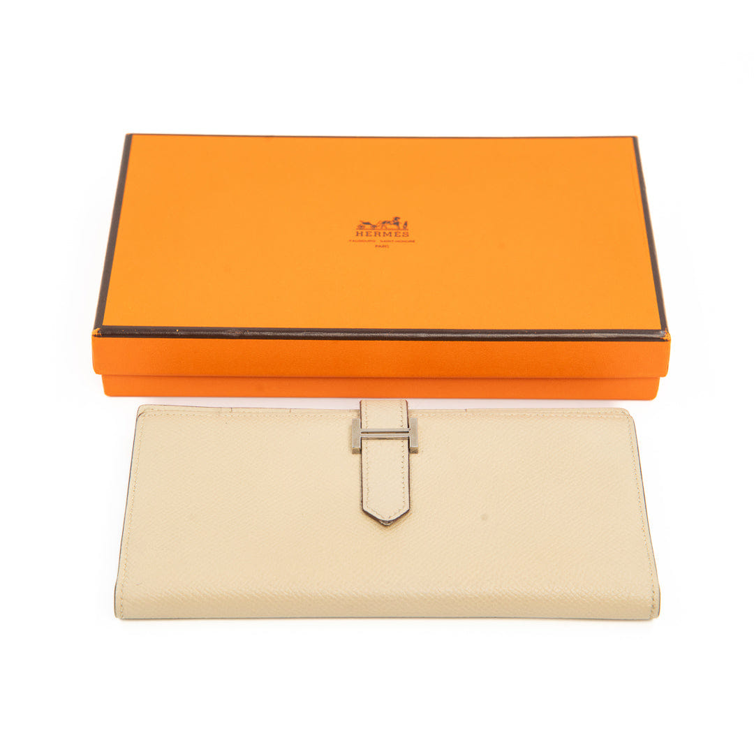 Hermès Béarn Wallet in Craie Epsom Leather with Palladium Hardware