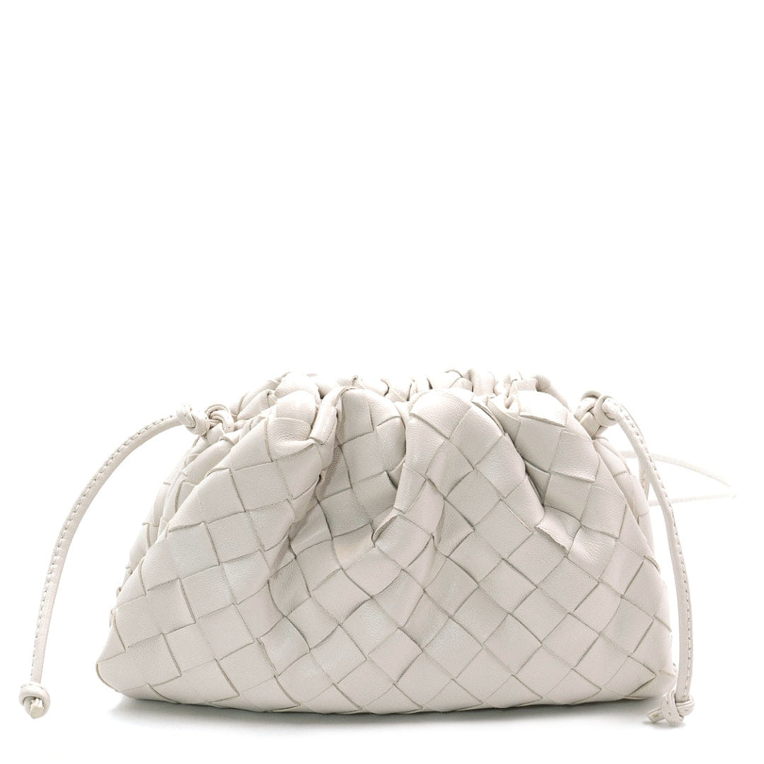 Bottega Veneta The Mini Pouch White Lambskin Leather Shoulder Bag