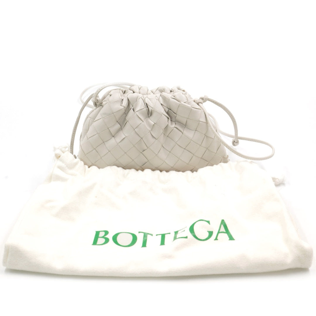 Bottega Veneta The Mini Pouch White Lambskin Leather Shoulder Bag